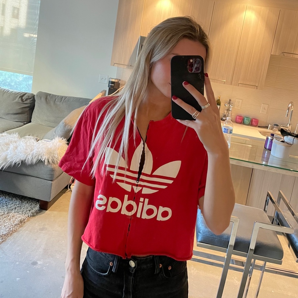 One of a kind Adidas crop top - zips up & down